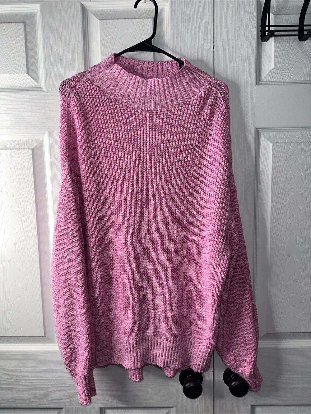 aerie Pink Chunky Ribbed Turtleneck Sweater